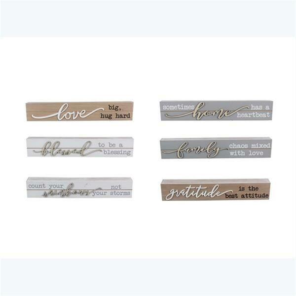 Youngs Wood Box Tabletop & Wall Sign with Raised Word, Assorted Color - 6 Piece 19598